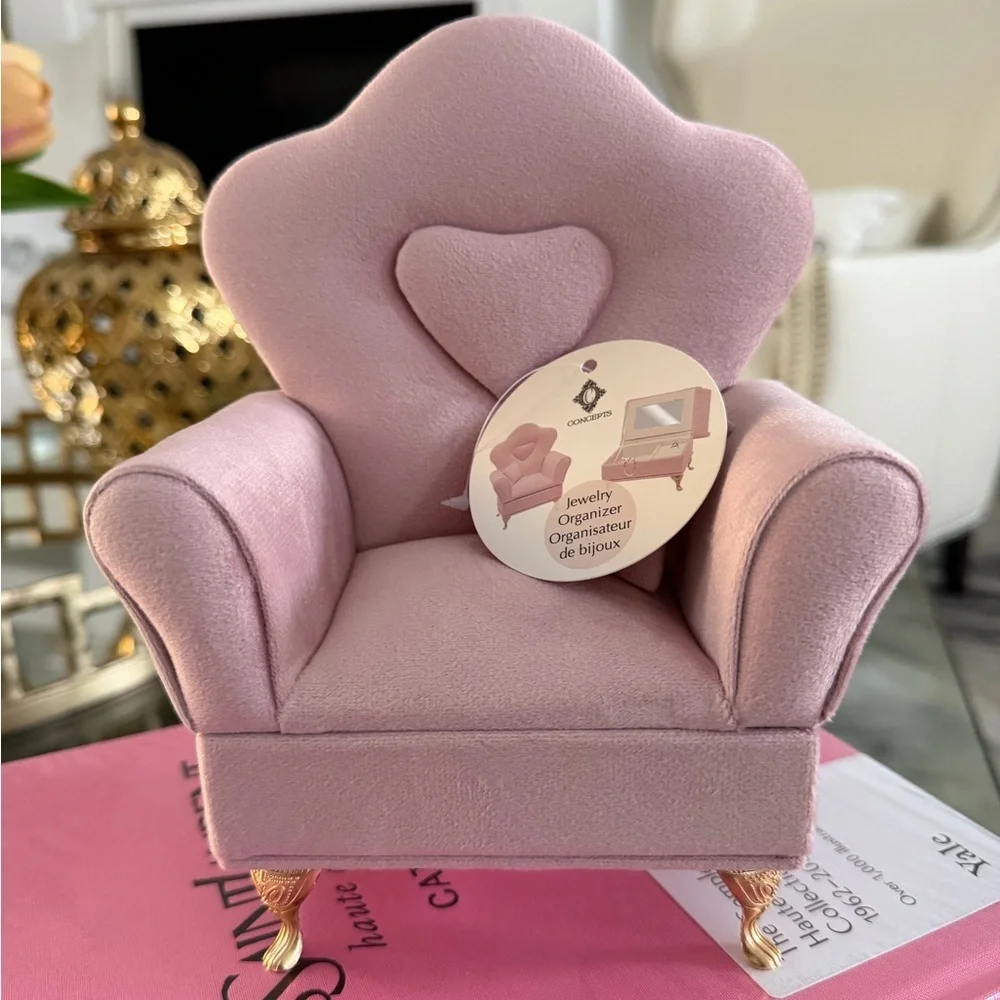 New Velvet Pink Arm Chair Jewelry Box